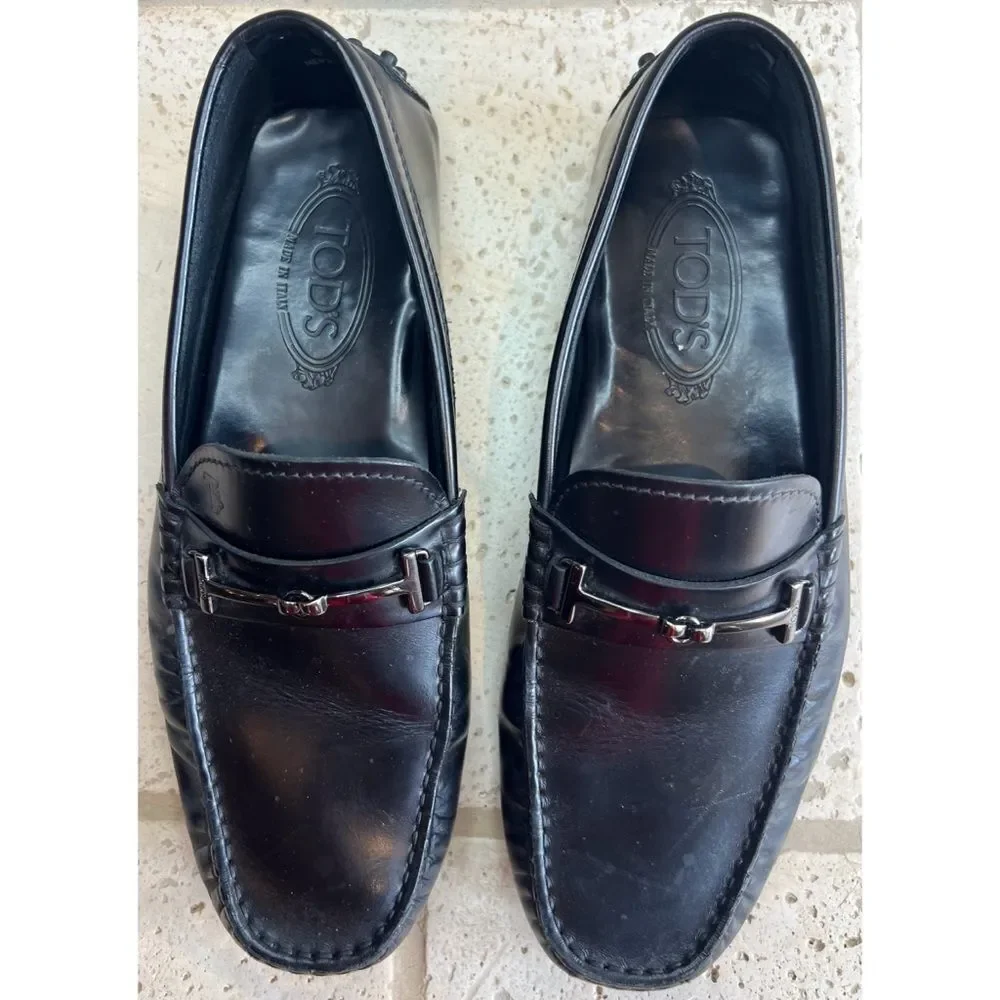 Tod’s Men’s Black Gommino Calf Leather Slip-on Driving Loafers Sz 6